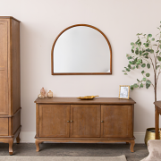 Dark Wood Framed Arched Leaner Mirror - 60cm x 140cm