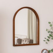 Dark Wood Framed Arched Wall Mirror - 60cm x 80cm