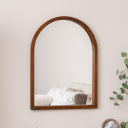 Dark Wood Framed Arched Wall Mirror - 60cm x 80cm