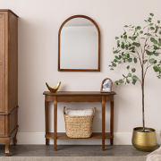 Dark Wood Framed Arched Wall Mirror - 60cm x 80cm