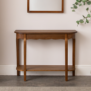 Wooden Half Moon Console Table with Shelf - Ashwell Range