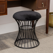 Black Metal Detailed Upholstered Dressing Table Stool