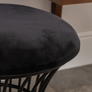 Black Metal Detailed Upholstered Dressing Table Stool