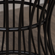 Black Metal Detailed Upholstered Dressing Table Stool