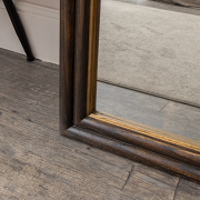 Dark Arched Wood & Gold Framed Wall & Leaner Mirror - 166cm x 70cm