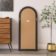 Dark Arched Wood & Gold Framed Wall & Leaner Mirror - 166cm x 70cm