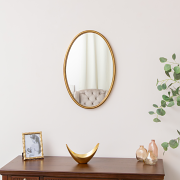 Gold Oval Metal Framed Wall Mirror - 60cm x 40cm
