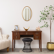 Gold Oval Metal Framed Wall Mirror - 60cm x 40cm