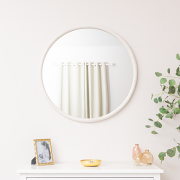 Large White Washed Wooden Round Wall Mirror - 80cm x 80cm