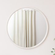 Large White Washed Wooden Round Wall Mirror - 80cm x 80cm