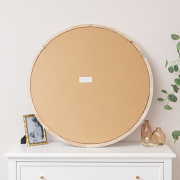 Large White Washed Wooden Round Wall Mirror - 80cm x 80cm
