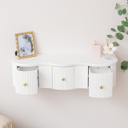 3 Drawer Reeded Wall Mounted Floating Console & Dressing Table - Willow White Range