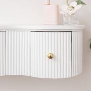 3 Drawer Reeded Wall Mounted Floating Console & Dressing Table - Willow White Range