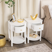 Pair of Reeded One Drawer Bedside Tables - Willow White Range