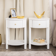 Pair of Reeded One Drawer Bedside Tables - Willow White Range