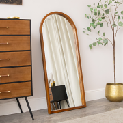 Dark Wood Framed Arched Leaner Mirror - 60cm x 140cm
