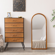 Dark Wood Framed Arched Leaner Mirror - 60cm x 140cm