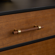 Mid-Century Modern Wood & Black 2 Drawer Bedside - Industrial Range