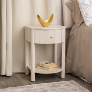 Reeded One Drawer Bedside Table - Willow Taupe Grey Range