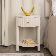 Reeded One Drawer Bedside Table - Willow Taupe Grey Range