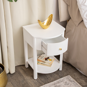 Reeded One Drawer Bedside Table - Willow White Range