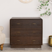 3 Drawer Dark Wood Chest of Drawers - Kingsley Range