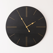 Large Black Wooden Grain & Gold Detailed Wall Clock - 70cm x 70cm