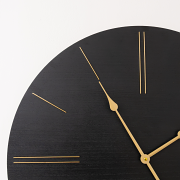 Large Black Wooden Grain & Gold Detailed Wall Clock - 70cm x 70cm