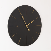 Large Black Wooden Grain & Gold Detailed Wall Clock - 70cm x 70cm
