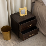 Dark Wood 2 Drawer Bedside Table - Kingsley Range