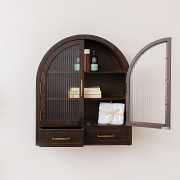 Dark Wood Arched Wall Mounted Cabinet - Kingsley Range