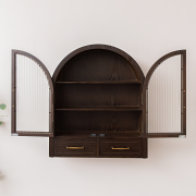 Dark Wood Arched Wall Mounted Cabinet - Kingsley Range