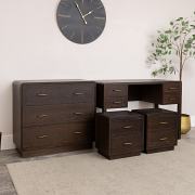 Dark Wood Chest of 3 Drawers, Dressing Table & Pair of Bedside Tables - Kingsley Range