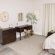 Dark Wood Chest of 3 Drawers, Dressing Table & Pair of Bedside Tables - Kingsley Range