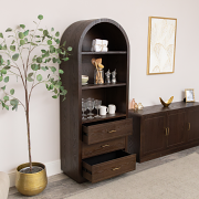 Large Arched Dark Wood Freestanding Storage Cabinet - Kingsley Range