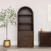 Large Arched Dark Wood Freestanding Storage Cabinet - Kingsley Range