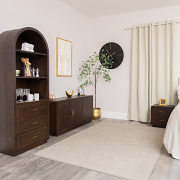 Large Arched Dark Wood Freestanding Storage Cabinet - Kingsley Range
