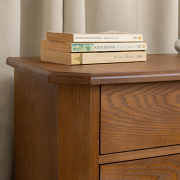 Dark Wood 3 Drawer Extra Wide Bedside Table - Ashwell Range