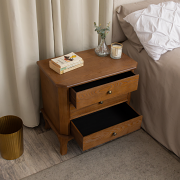 Dark Wood 3 Drawer Extra Wide Bedside Table - Ashwell Range