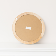 Round Distressed White Washed Wooden Bobbin Detailed Wall Mirror - 50cm x 50cm