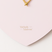 Wooden Pink & Gold Detailed Heart Shaped Wall Clock - 40cm x 40cm