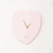 Wooden Pink & Gold Detailed Heart Shaped Wall Clock - 40cm x 40cm