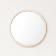 White Washed Wooden Round Wall Mirror - 50cm x 50cm