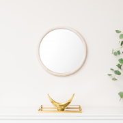 White Washed Wooden Round Wall Mirror - 50cm x 50cm
