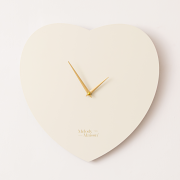 Wooden Ivory & Gold Detailed Heart Shaped Wall Clock - 40cm x 40cm