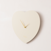 Wooden Ivory & Gold Detailed Heart Shaped Wall Clock - 40cm x 40cm