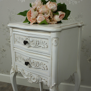 Louis XV Range - Ivory Ornate Bedside Table