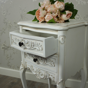Louis XV Range - Ivory Ornate Bedside Table
