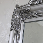 Ornate Antique Silver Full Length Vintage Freestanding Cheval Mirror