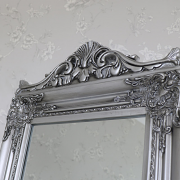 Ornate Antique Silver Full Length Vintage Freestanding Cheval Mirror
